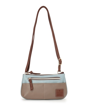 合皮バイカラーミニショルダ(サックス-フリー)