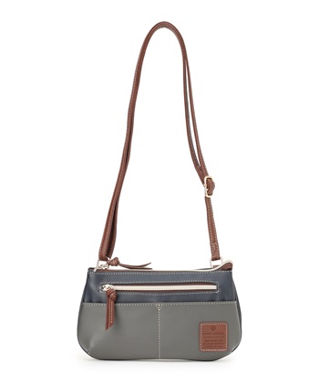 合皮バイカラーミニショルダ(ネイビー-フリー)