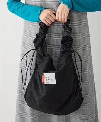 【Wpc.】ONDOOシャーリングドロストトートバッグ(ブラック-フリー)