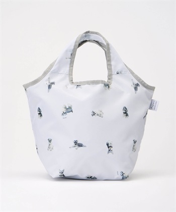 アニマルプリント保冷保温コンパクトミニエコバッグ【犬・猫・ウサギ】(Ｌグレー-フリー)