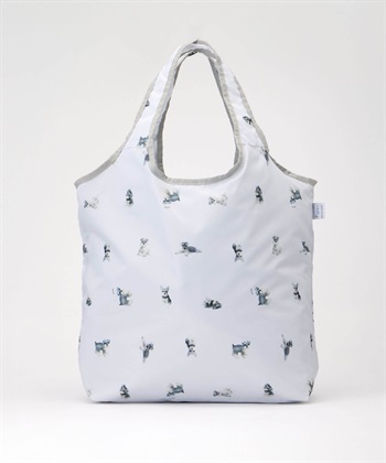 アニマルプリント保冷保温コンパクトエコバッグ【犬・猫・ウサギ】(Ｌグレー-フリー)