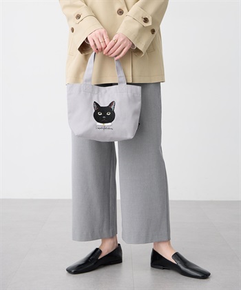アトリエ・ポピン猫ミニトートバッグ(グレー-フリー)