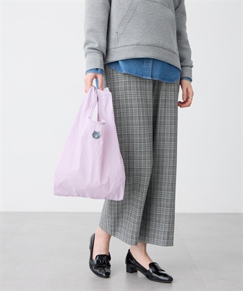 猫巾着エコバック(ラベンダー-フリー)