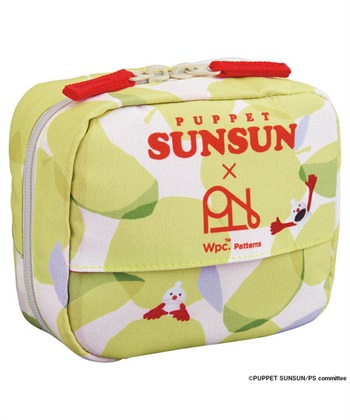 【Wpc.】パペットスンスン × Wpc. Patterns はっ水スクエアポーチ(グリーン-フリー)