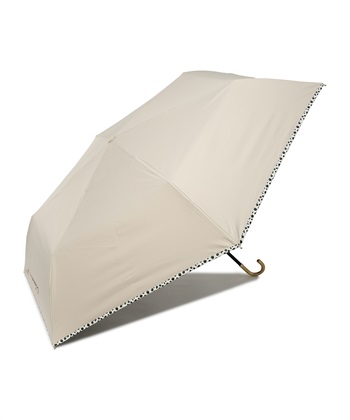 【Wpc.】遮光アニマルパイピング ミニ 日傘 折りたたみ傘【完全遮光100％ 完全UVカット率100％生地 コンパクト 晴雨兼用】(ベージュ-フリー)