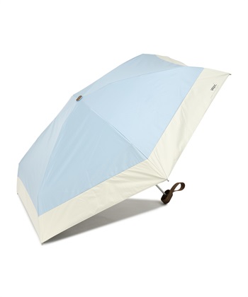 【Wpc.】折りたたみ 日傘 遮光切り継ぎtiny【完全遮光100％ 完全UVカット率100％生地 重量210g 超軽量 6本骨 コンパクト 晴雨兼用】(サックス-フリー)