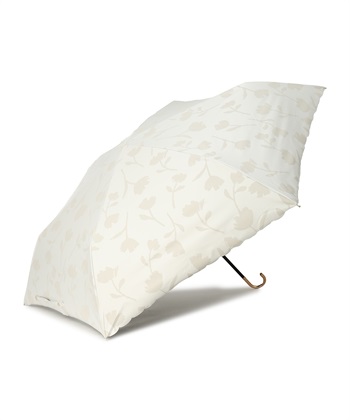 【Wpc.】折りたたみ日傘 遮光フラワーシャドウ ミニ【完全遮光100％＆完全UVカット100％生地 コンパクト 晴雨兼用】(オフホワイト-フリー)