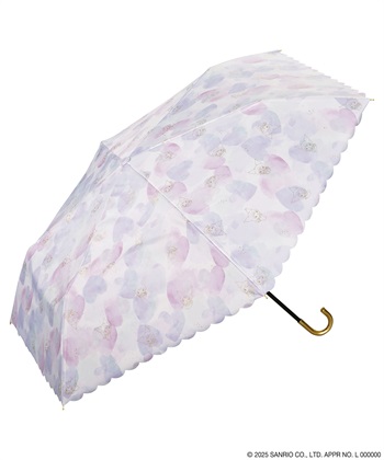 【Wpc.】サンリオキャラクターズ 遮光 水彩モチーフ ミニ 日傘 折りたたみ【完全遮光100％・完全UVカット率100％・軽量】(パープル-フリー)