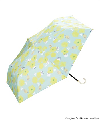 【Wpc.】ちいかわ 花かんむり ミニ 遮光 日傘 折りたたみ【完全遮光100％・完全UVカット率100％・軽量】(緑-フリー)