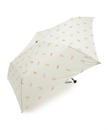 WPC 超軽量折りたたみ傘レオパード＆タイガーmini(オフホワイト-フリー)