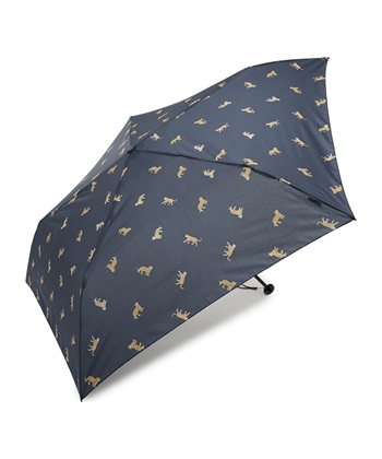 WPC 超軽量折りたたみ傘レオパード＆タイガーmini(ネイビー-フリー)