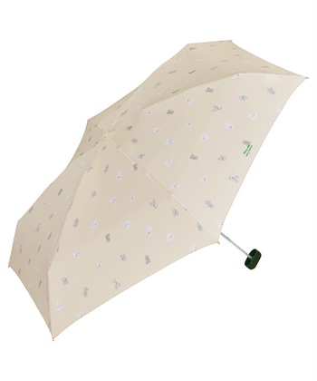 【Wpc.】雨傘 折りたたみ傘 パピー ミニ【晴雨兼用 UVカット 撥水 ケース付き 犬】(ベージュ-フリー)