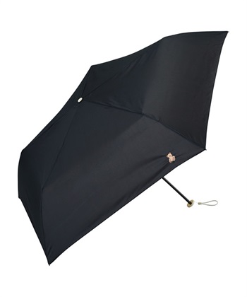 【Wpc.】折りたたみ傘 超軽量115g ワンポイント刺繍 ミニ【晴雨兼用 UVカット 撥水】(ブラック-フリー)