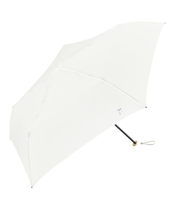 【Wpc.】折りたたみ傘 超軽量115g ワンポイント刺繍 ミニ【晴雨兼用 UVカット 撥水】(オフホワイト-フリー)