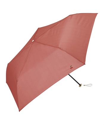 【Wpc.】折りたたみ傘 超軽量115g ワンポイント刺繍 ミニ【晴雨兼用 UVカット 撥水】(ピンク-フリー)
