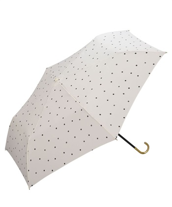 【Wpc.】折りたたみ傘 ミルキードット ミニ【折り畳み傘 撥水 50cm コンパクト 晴雨兼用 水玉】(オフホワイト-フリー)