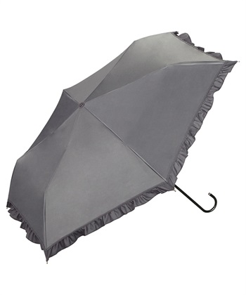 【Wpc.】日傘 折りたたみ 遮光クラシックフリル ミニ【完全遮光100％＆完全UVカット100％生地 晴雨兼用 遮熱 撥水 UPF50+ 日焼け対策 紫外線対策 遮熱】(グレー-フリー)