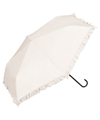 【Wpc.】日傘 折りたたみ 遮光クラシックフリル ミニ【完全遮光100％＆完全UVカット100％生地 晴雨兼用 遮熱 撥水 UPF50+ 日焼け対策 紫外線対策 遮熱】(オフホワイト-フリー)
