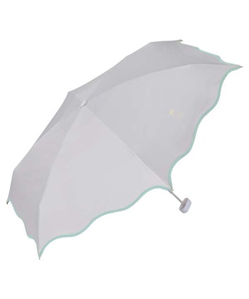 【Wpc.】日傘 折りたたみ 遮光ウェーブパイピングパラソル ミニ【完全遮光100％＆完全UVカット100％生地 晴雨兼用 遮熱 撥水 UPF50+ 日焼け対策 紫外線対策 親骨50cm 手開き】(グレー-フリー)