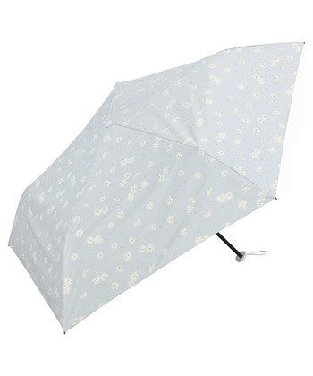 【Wpc.】日傘 折りたたみ傘 遮光軽量ドットデイジー ミニ【完全遮光100％＆UVカット99.9％生地 晴雨兼用 遮熱 撥水 UPF50+ 日焼け対策 紫外線対策 折り畳み 花柄】(グレー-フリー)
