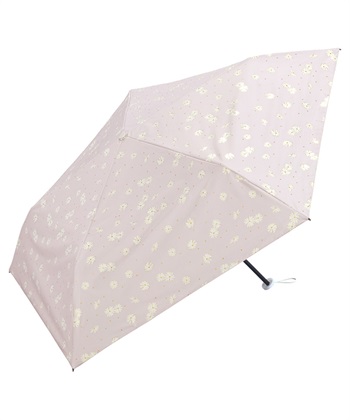 【Wpc.】日傘 折りたたみ傘 遮光軽量ドットデイジー ミニ【完全遮光100％＆UVカット99.9％生地 晴雨兼用 遮熱 撥水 UPF50+ 日焼け対策 紫外線対策 折り畳み 花柄】(ピンク-フリー)
