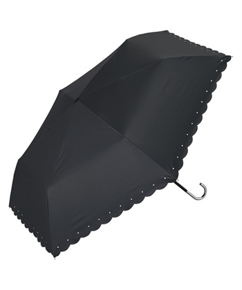 【Wpc.】日傘 折りたたみ傘 遮光シルバーリボンハート ミニ【完全遮光100％＆完全UVカット100％生地 晴雨兼用 遮熱 撥水 UPF50+ 日焼け対策 紫外線対策 折り畳み】(ブラック-フリー)