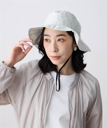 【Wpc.】レインブレーカーサファリハット【完全遮光100%&完全UVカット100％生地 晴雨兼用 遮熱 メンズ レディース ユニセックス ブランド おしゃれ 撥水 防水 あご紐】(オフホワイト-フリー)