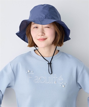 【Wpc.】レインブレーカーサファリハット【完全遮光100%&完全UVカット100％生地 晴雨兼用 遮熱 メンズ レディース ユニセックス ブランド おしゃれ 撥水 防水 あご紐】(ネイビー-フリー)