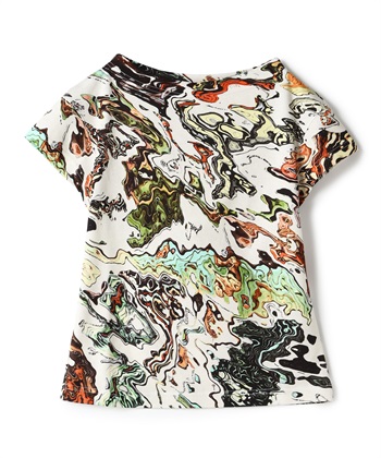 ウェーブプリントジャージートップス(ベージュ-9号)