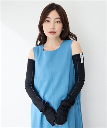 【Wpc.】UVカット接触冷感アームカバー【紫外線対策 洗濯機OK】(ブラック-フリー)