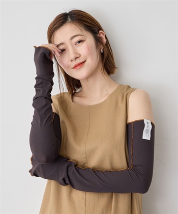 【Wpc.】UVカット接触冷感アームカバー【紫外線対策 洗濯機OK】(ブラウン-フリー)