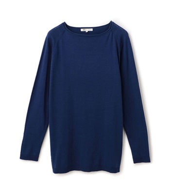 ボートネックコットンニット(ネイビー系-9号)
