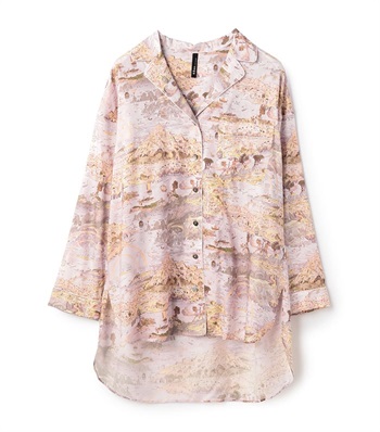 【WEB限定】ストーリーマッププリント開襟ブラウス(ピンク1-9号)