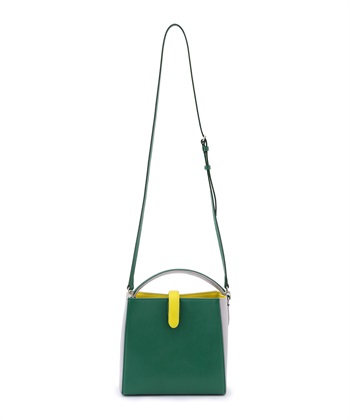 カラー切り替え2WAYハンドバッグ(グリーン-フリー)