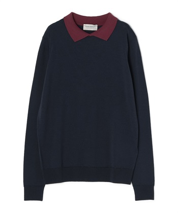 【WEB限定】襟付きニットプルオーバー(ネイビー-9号)