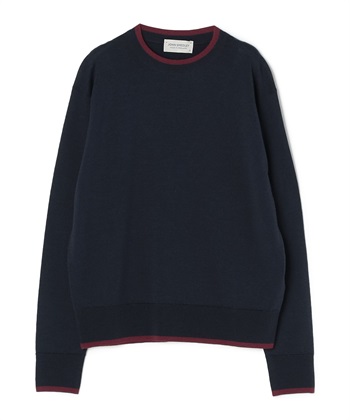 【WEB限定】配色ラインニットプルオーバー(ネイビー-9号)