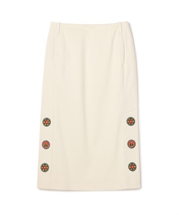 リング刺繍付きタイトスカート(ベージュ-9号)