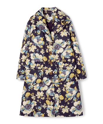フラワープリントロング丈コート(ネイビー-9号)