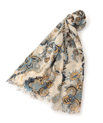 ペイズリープリントストール(イエロー-フリー)