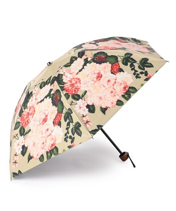 フラワープリント折りたたみ日傘(ﾍﾞｰｼﾞｭ-00)