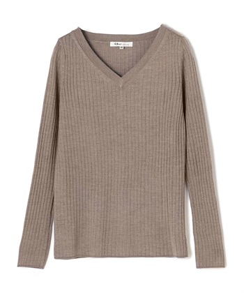 Vネックニットプルオーバー(ブラウン-9号)