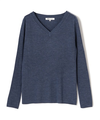 Vネックニットプルオーバー(ブルー-9号)