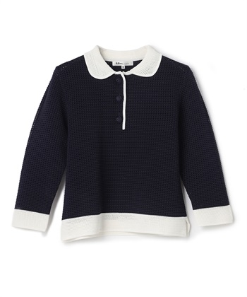 配色切り替え衿付きニット(ネイビー-9号)