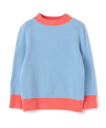 配色切り替えプルオーバーニット(ブルー-9号)