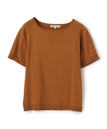 カラーニット半袖プルオーバー(レンガ-9号)