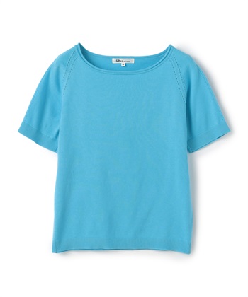 カラーニット半袖プルオーバー(ブルー-9号)