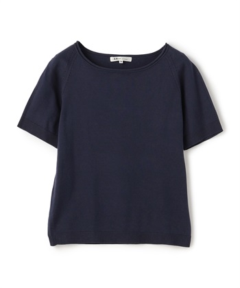 カラーニット半袖プルオーバー(ネイビー-9号)