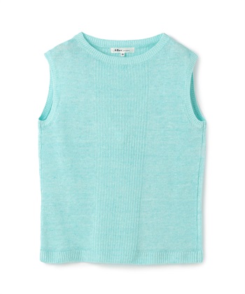 リネンノースリーブニット(ブルー-9号)