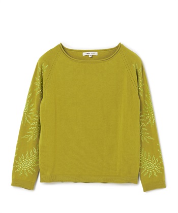 ペイズリー刺繍ニットプルオーバー(カーキ-9号)