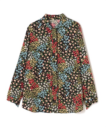 ボウタイ付きジャカードブラウス(ブラック-9号)